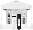 10x10 Pop Up Canopy Tent with Sidewall, White/White