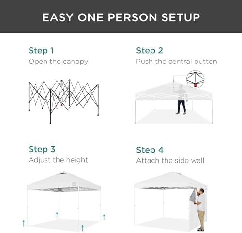 10x10 Pop Up Canopy Tent with Sidewall, White/White, alternate view 5