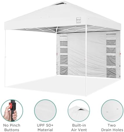 10x10 Pop Up Canopy Tent with Sidewall, White/White, alternate view 6