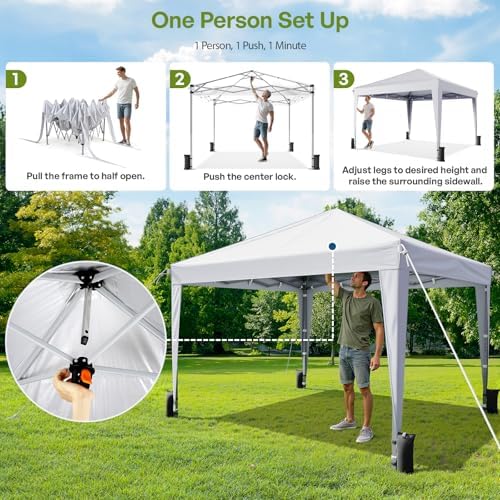 10x10 Pop Up Canopy Tent with Sidewalls, One-Push Instant Setup, alternate view 4