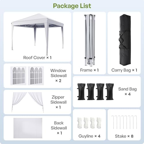 10x10 Pop Up Canopy Tent with Sidewalls, One-Push Instant Setup, alternate view 5
