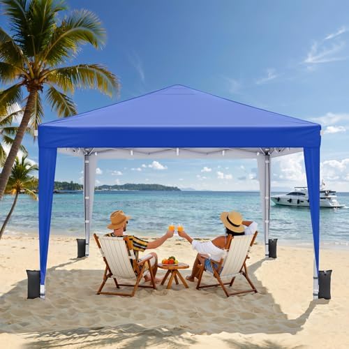 10x10 Pop Up Canopy Tent with Sidewalls, Portable Shelter, Blue in Blue, alternate view 2