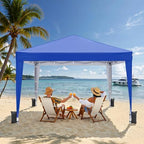 10x10 Pop Up Canopy Tent with Sidewalls, Portable Shelter, Blue in Blue, alternate view 2