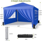 10x10 Pop Up Canopy Tent with Sidewalls, Portable Shelter, Blue in Blue, alternate view 3