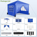 10x10 Pop Up Canopy Tent with Sidewalls, Portable Shelter, Blue in Blue, alternate view 5