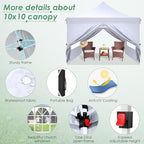 10x10 Pop Up Canopy Tent with Sidewalls, Waterproof Commercial Outdoor Instant Gazebo UV Protection 50+ Event, alternate view