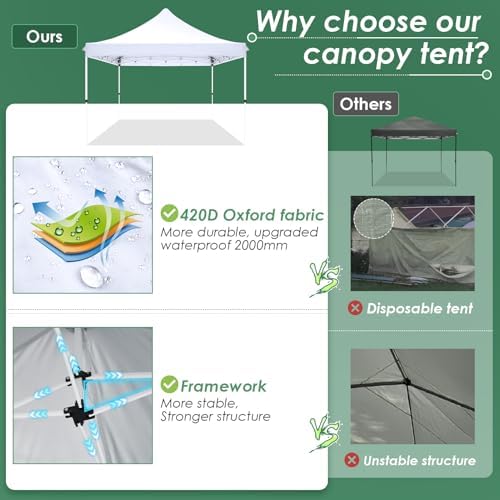 10x10 Pop Up Canopy Tent with Sidewalls, Waterproof Commercial Outdoor Instant Gazebo UV Protection 50+ Event, alternate view