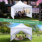 10x10 Pop Up Canopy Tent with Sidewalls, Waterproof Commercial Outdoor Instant Gazebo UV Protection 50+ Event, alternate view