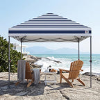 10x10 Pop Up Canopy, Weather Protection Tent, Navy Blue Stripes, alternate view 2