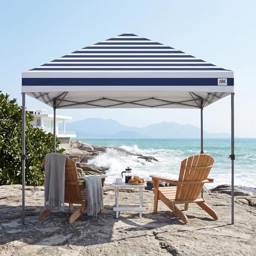 10x10 Pop Up Canopy, Weather Protection Tent, Navy Blue Stripes, alternate view 2