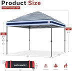 10x10 Pop Up Canopy, Weather Protection Tent, Navy Blue Stripes, alternate view 3