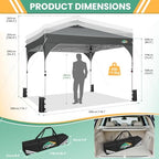 10x10 Pop Up Canopy with 3 Sidewalls, 1-Person Setup, Waterproof, alternate view 3