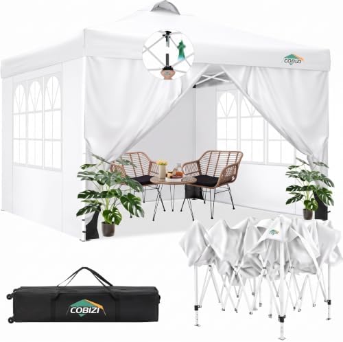10x10 Pop Up Canopy with 4 Sidewall, One Push Party Tent for Outdoor