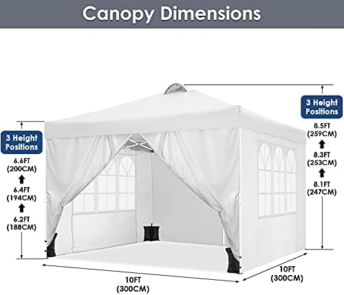 10x10 Pop Up Canopy with 4 Sidewall, One Push Party Tent for Outdoor, alternate view 3
