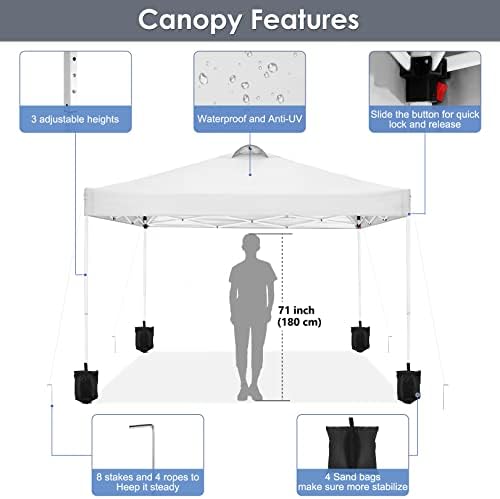 10x10 Pop Up Canopy with 4 Sidewall, One Push Party Tent for Outdoor, alternate view 5