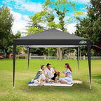 10x10 Pop Up Canopy with 4 Sidewalls, One Push Easy Setup, Black in Black, alternate view 2