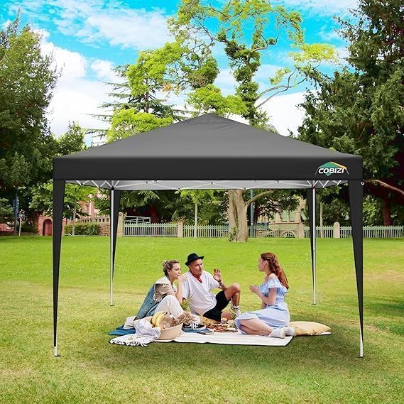 10x10 Pop Up Canopy with 4 Sidewalls, One Push Easy Setup, Black in Black, alternate view 2