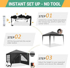 10x10 Pop Up Canopy with 4 Sidewalls, One Push Easy Setup, Black in Black, alternate view 4