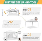 10x10 Pop Up Canopy with 4 Sidewalls, One Push Easy Setup, White in White, alternate view 5