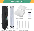 10x10 Pop Up Canopy with 4 Sidewalls, One Push Easy Setup, White in White, alternate view 6
