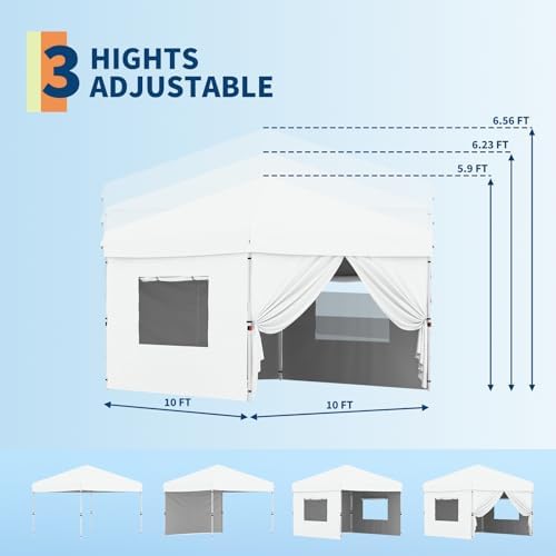 10x10 Pop Up Canopy with 4Pcs Sidewalls Outdoor Canopy, White in White, alternate view 3