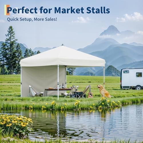 10x10 Pop Up Canopy with 4Pcs Sidewalls Outdoor Canopy, White in White, alternate view 5