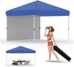 10x10 Pop Up Canopy with One Sidewalls, Blue in Blue
