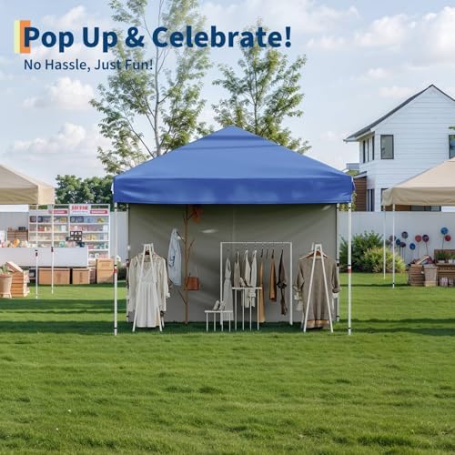10x10 Pop Up Canopy with One Sidewalls, Blue in Blue, alternate view 6