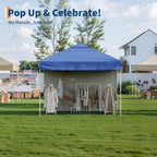 10x10 Pop Up Canopy with One Sidewalls, Blue in Blue, alternate view 6