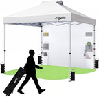 10x10 Pop Up Canopy with Pocket Sidewall, Beach Tent, CP23, White in white