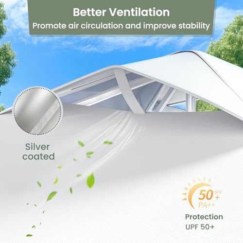 10x10 Pop Up Canopy with Pocket Sidewall, Beach Tent, CP23, White in white, alternate view 3