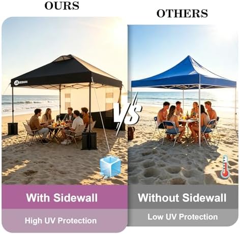 10x10 Pop Up Canopy with Sidewall, One Push Easy Setup, Black in Black, alternate view 5