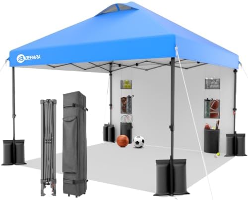 10x10 Pop Up Canopy with Sidewall, One Push Easy Setup, Blue in Blue