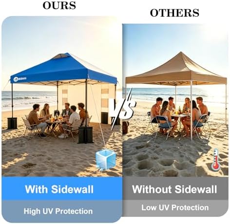 10x10 Pop Up Canopy with Sidewall, One Push Easy Setup, Blue in Blue, alternate view 4