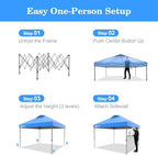 10x10 Pop Up Canopy with Sidewall, One Push Easy Setup, Blue in Blue, alternate view 6