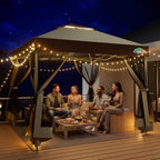 10x10 Pop up Gazebo, One-Push Setup Canopy Tent(Khaki & Brown), alternate view 3