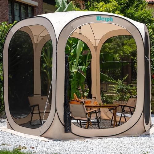 10x10 Pop Up Screen Tent, Mosquito Net Gazebo, UV Resistant, Beige in Beige