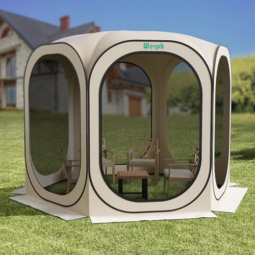 10x10 Pop Up Screen Tent, Mosquito Net Gazebo, UV Resistant, Beige in Beige, alternate view 3