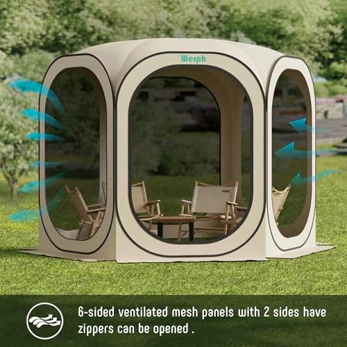 10x10 Pop Up Screen Tent, Mosquito Net Gazebo, UV Resistant, Beige in Beige, alternate view 6