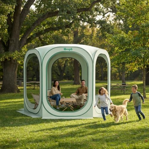 10x10 Pop Up Screen Tent, Mosquito Net Gazebo, UV Resistant, Green in Green