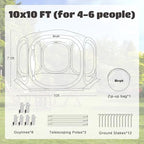10x10 Pop Up Screen Tent, Mosquito Net Gazebo, UV Resistant, Green in Green, alternate view 2