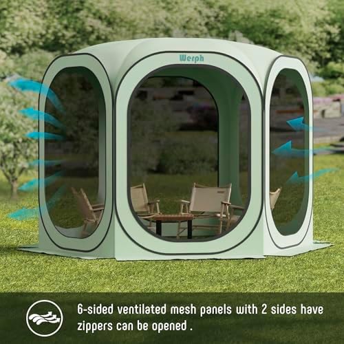 10x10 Pop Up Screen Tent, Mosquito Net Gazebo, UV Resistant, Green in Green, alternate view 4