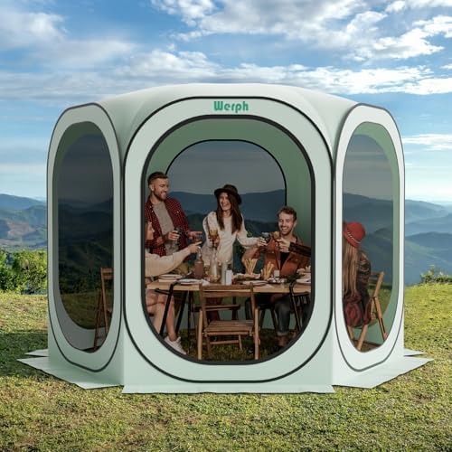10x10 Pop Up Screen Tent, Mosquito Net Gazebo, UV Resistant, Green in Green, alternate view 5
