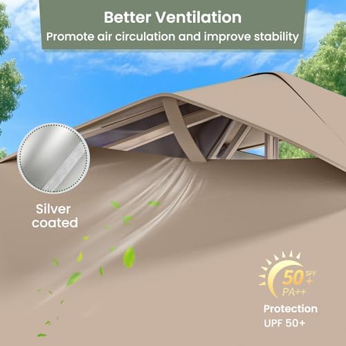 10x10 Pop Up Tent with 4 Sidewalls, One Push Canopy, CP23B, Khaki in Khaki, alternate view 4