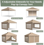 10x10 Pop Up Tent with 4 Sidewalls, One Push Canopy, CP23B, Khaki in Khaki, alternate view 5