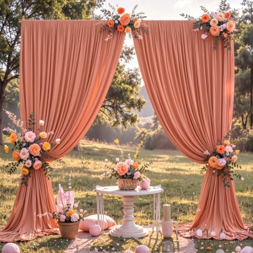 10x10 Rust Backdrop Curtain for Parties Wedding Wrinkle Free Red Photo Curtains Backdrop Drapes Fabric, alternate view 4
