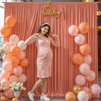 10x10 Rust Backdrop Curtain for Parties Wedding Wrinkle Free Red Photo Curtains Backdrop Drapes Fabric, alternate view 5