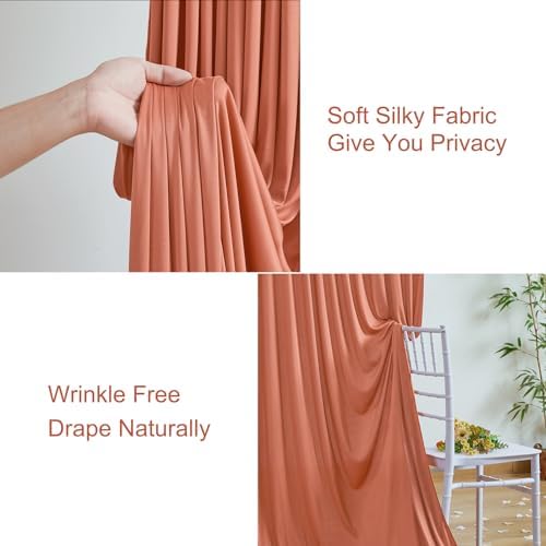 10x10 Rust Backdrop Curtain for Parties Wedding Wrinkle Free Red Photo Curtains Backdrop Drapes Fabric, alternate view 6
