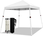 10x10 Slant Legs Pop Up Canopy Tent, 1-Button Push Setup Canopy Tent, Adjustable Height Instant Portable
