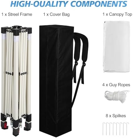 10x10 Slant Legs Pop Up Canopy Tent, 1-Button Push Setup Canopy Tent, Adjustable Height Instant Portable, alternate view 5